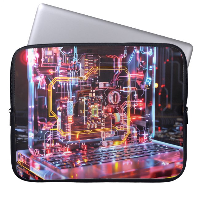 Neon Laptop Circuits Digitale Kunst Laptopschutzhülle (Vorderseite)