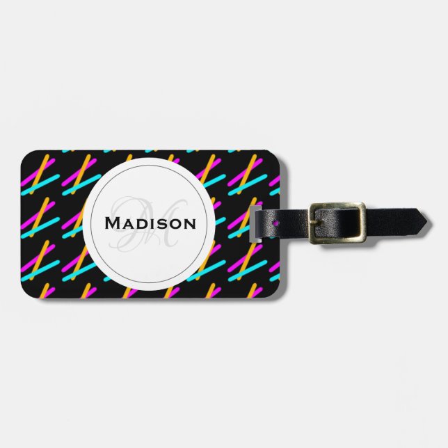 Neon Laser Hot Pink Orange Aquamarine Gepäckmarke Gepäckanhänger (Vorderseite horizontal)