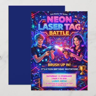 Neon-Laser-Tag-Bruh-You-In-Teenager-Geburtstag Einladung