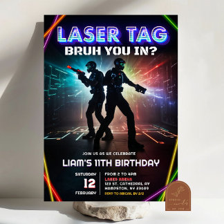 Neon Laser Tag Bruh You in Teens Birthday Einladung