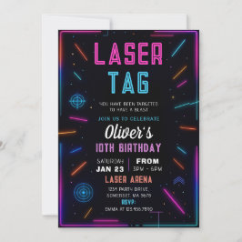 Neon-Laser-Tag-Geburtstagseinladung Einladung
