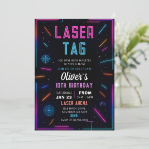 Neon-Laser-Tag-Geburtstagseinladung Einladung