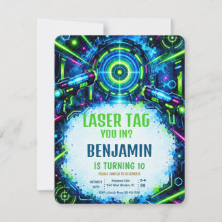 Neon-Laser-Tag-Geburtstagsfeier-Einladung Einladung