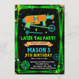 Neon-Lasertag-Jungen-Themen-Einladung Einladung