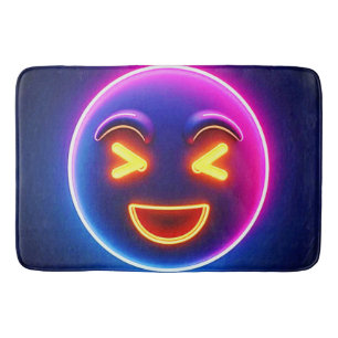 Neon Laughing Emoji Joy Badematte