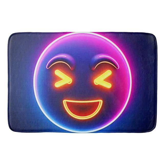 Neon Laughing Emoji Joy Badematte (Vorderseite)