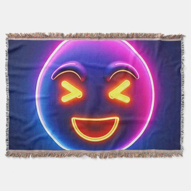 Neon Laughing Emoji Joy Decke (Vorderseite)