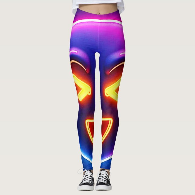 Neon Laughing Emoji Joy Leggings (Vorderseite)