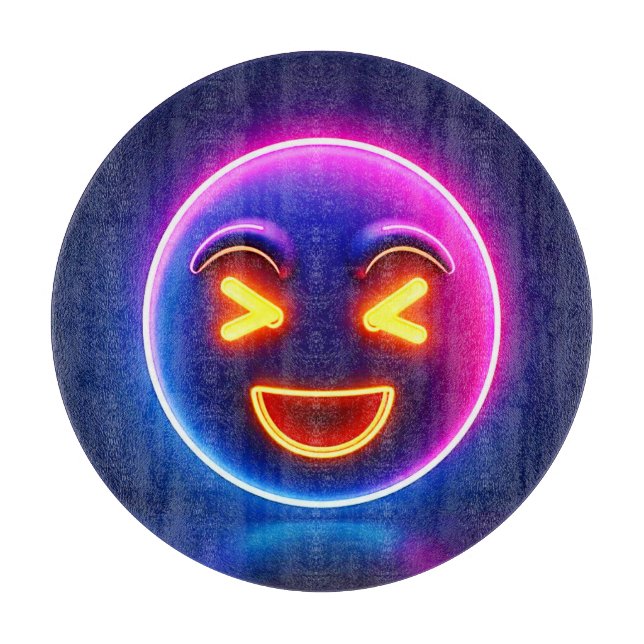 Neon Laughing Emoji Joy Schneidebrett (Vorderseite)