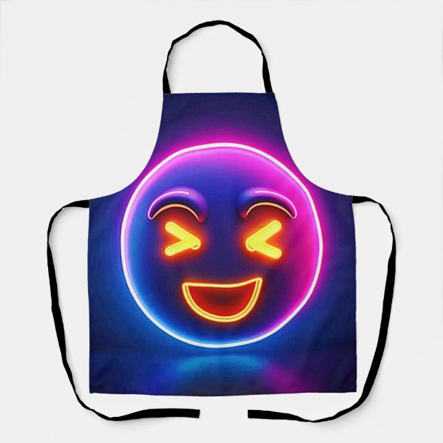 Neon Laughing Emoji Joy Schürze (Vorderseite)