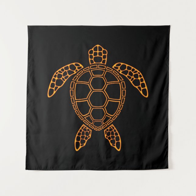 Neon Lava Sea Turtle Design Wandteppich (Vorderseite)