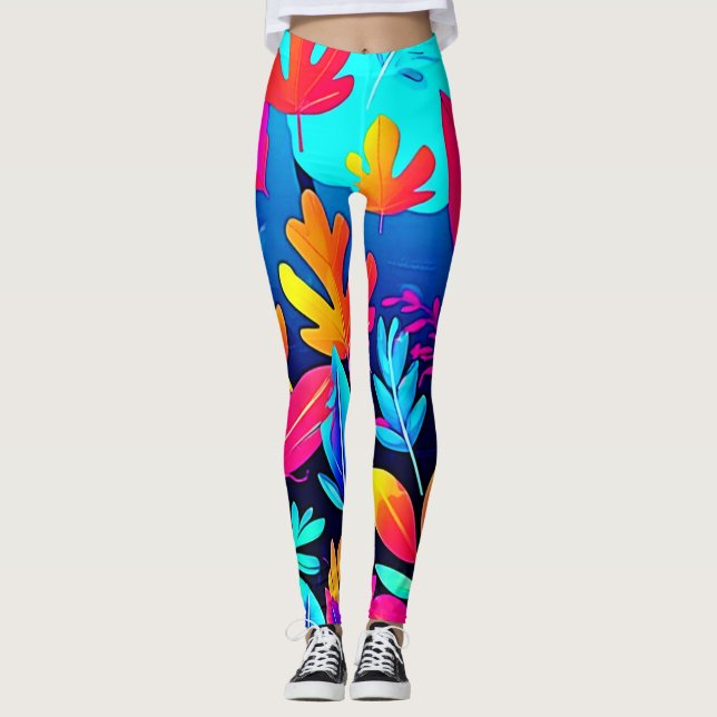 Neon Leaf Paradise Leggings (Vorderseite)