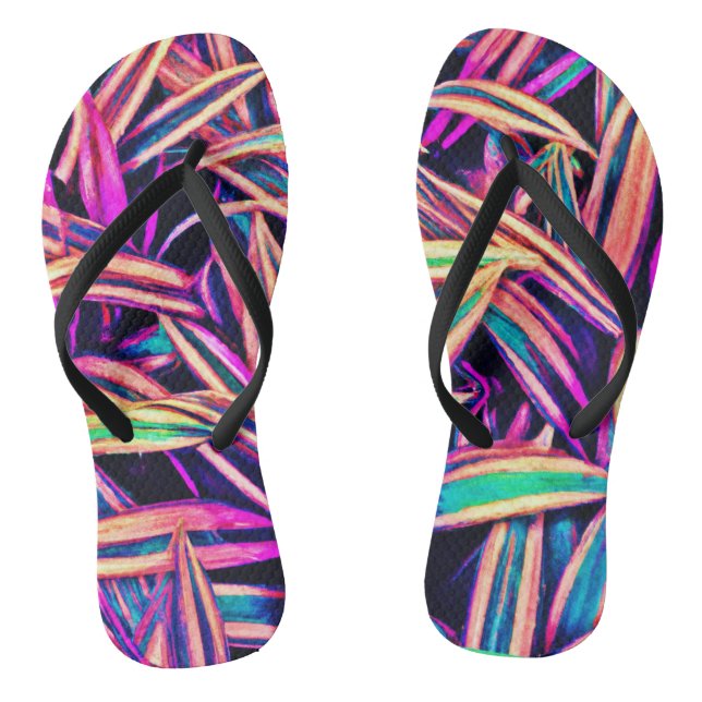 Neon Leaf Patterns enthüllt Flip Flops (Fußbett)