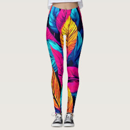 Neon Leaf Symphony Leggings