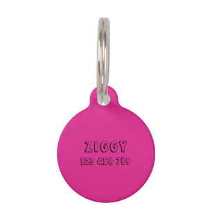 Neon lebhaft rosa Pfotenmuster Haustiermarke