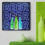 Neon LED Beer Sign Royal Blue Quadratische Wanduhr<br><div class="desc">Die quadratische Wanduhr ist mit einem neonfarbenen Bar bedruckt. Das Design hat farbige Bierflaschen und wird in LED-Streifenbeleuchtung mit dem Wort BEER versehen. Es hat eine Farbpalette von königsblau,  Limettengrün,  smaragdgrün und aqua blau. Bitte stöbern Sie in unserem Shop für alternative Farbtöne.</div>
