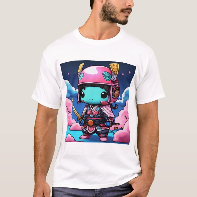 Neon Legends: Chibi Ninja Deity in Koi Armor T-Shirt (Vorderseite)