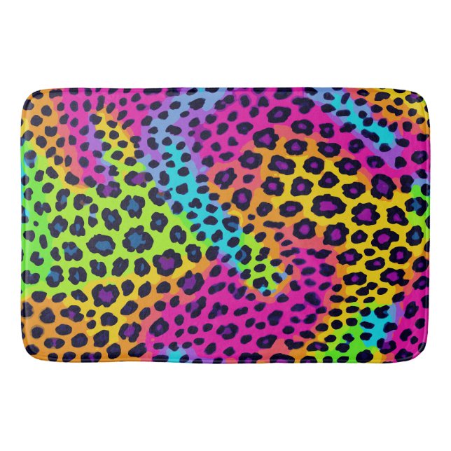 Neon Leopard Print Badematte (Vorderseite)