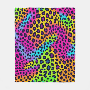 Neon Leopard Print Fleecedecke