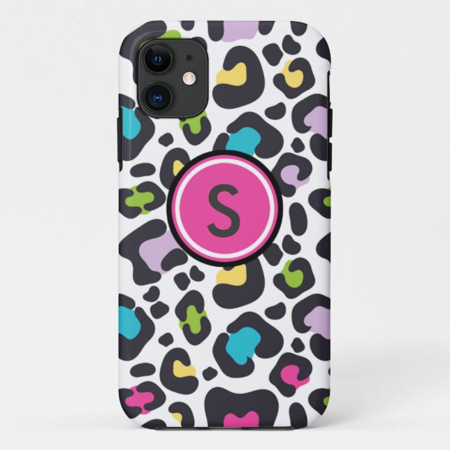 Neon Leopard Print iPhone Case (Rückseite)