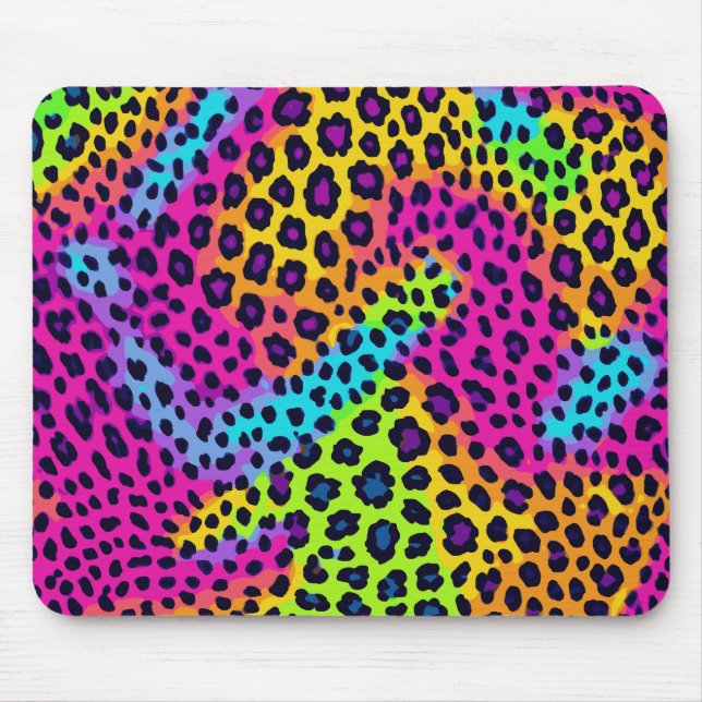 Neon Leopard Print Mousepad (Vorne)