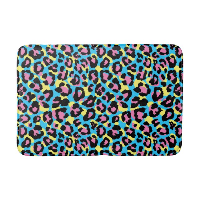Neon Leopard Spots Muster Badematte (Vorderseite)