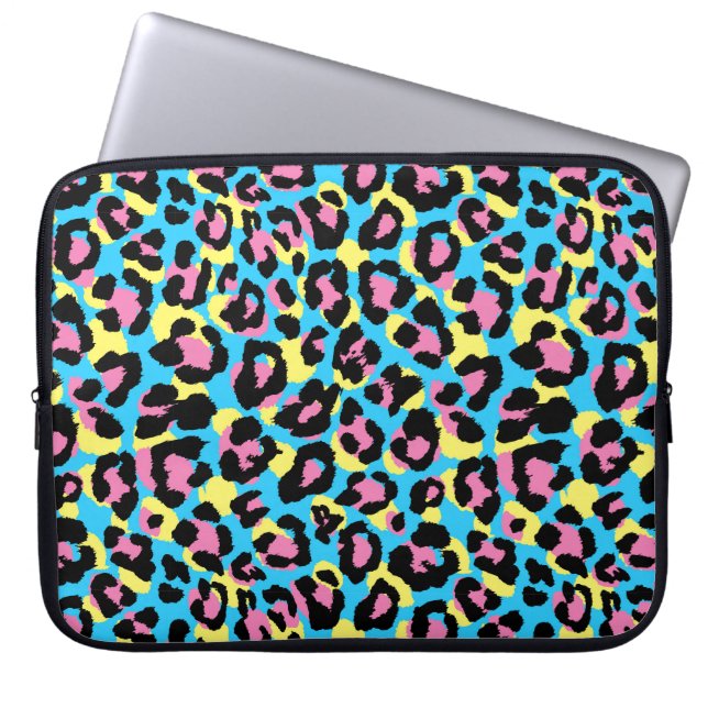 Neon Leopard Spots Muster Laptopschutzhülle (Vorderseite)