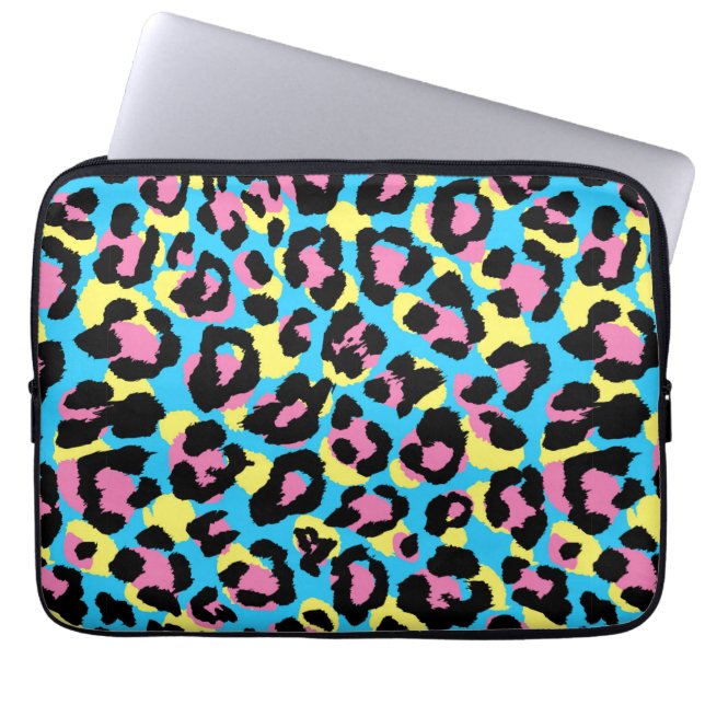 Neon Leopard Spots Muster Laptopschutzhülle (Vorderseite)