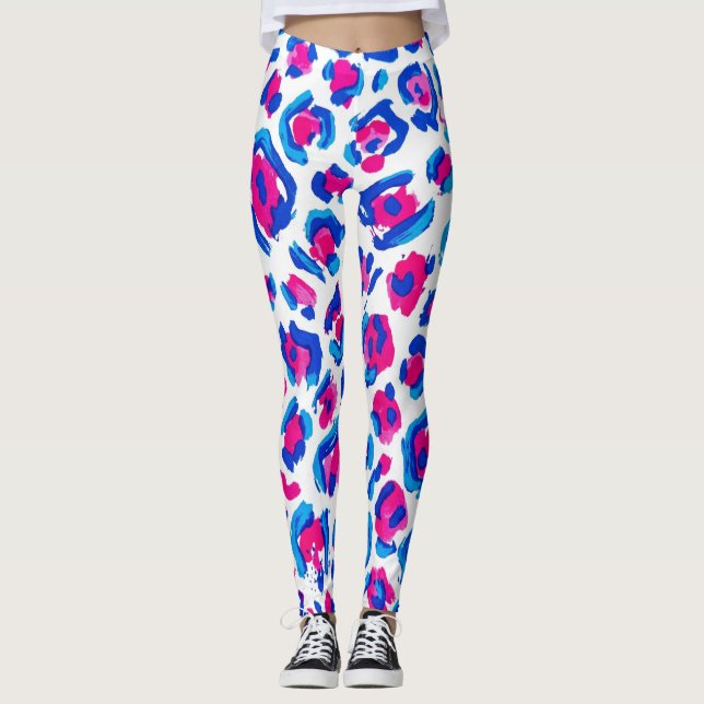 Neon-Leoparden-Druckmuster Leggings (Vorderseite)