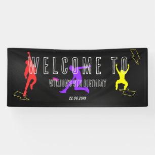 Neon Let's Jump Kids 9. Geburtstagsfeier Willkomme Banner