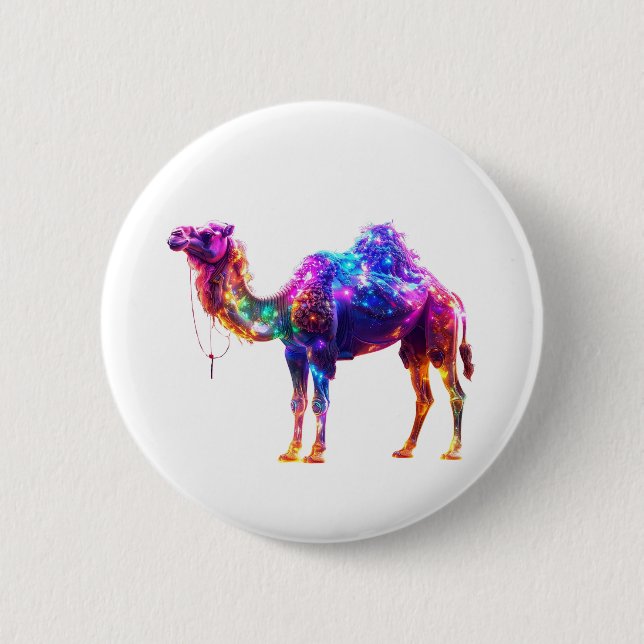 Neon-Leuchtendes Kamel-Kunstposter - Farbige Fanta Button (Vorderseite)