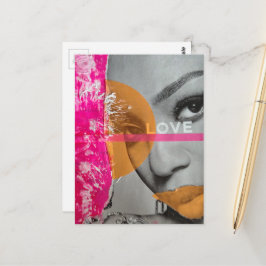 Neon-Liebe-Frau Mixed Media Collage  Postkarte