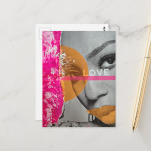 Neon-Liebe-Frau Mixed Media Collage Postkarte
