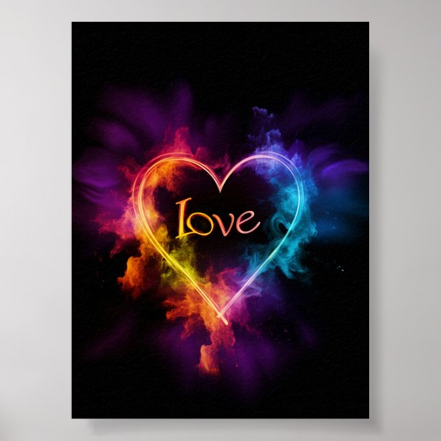 Neon "Liebe" Herz Poster (Vorne)