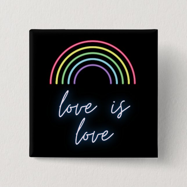 Neon Liebe ist Liebe Regenbogen  Button (Vorderseite)