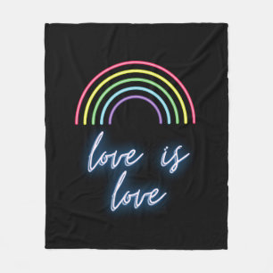 Neon Liebe ist Liebe Regenbogen Fleecedecke