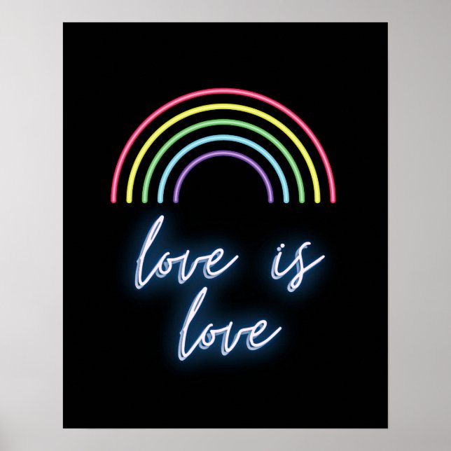 Neon Liebe ist Liebe Regenbogen Poster (Vorne)