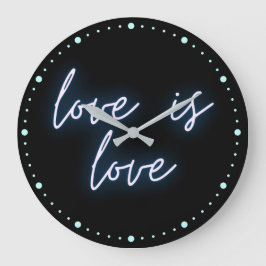 Neon Liebe ist Liebe Word Art Große Wanduhr