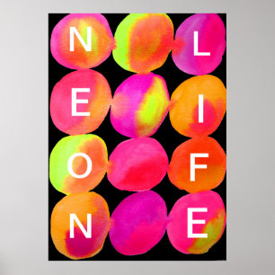 Neon Life Slogan abstrakt rosa orange Poster