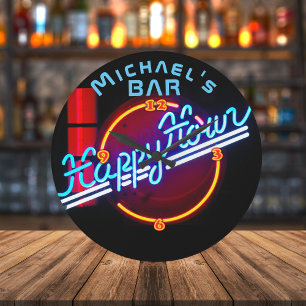 Neon Light BAR Personalisiert SIGN Man Cave Große Wanduhr