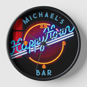 Neon Light BAR Personalisiert SIGN Man Cave Large Uhr