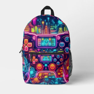 Neon Light Game Controller Bedruckter Rucksack