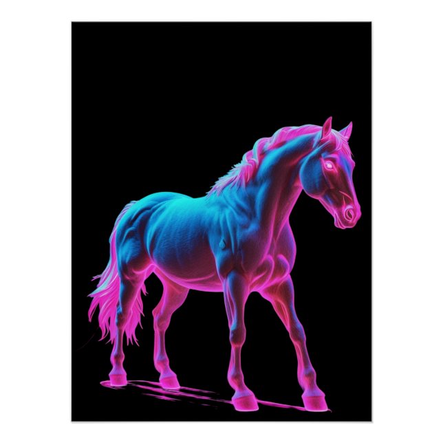 Neon Light Horse Skulptur Poster (Vorderseite)