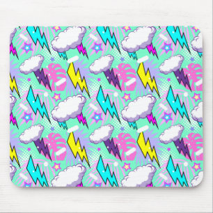 Neon Lightning Bolts & Stars Muster Mousepad