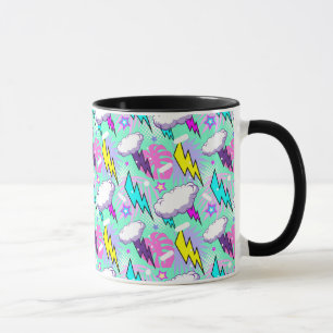 Neon Lightning Bolts & Stars Muster Tasse
