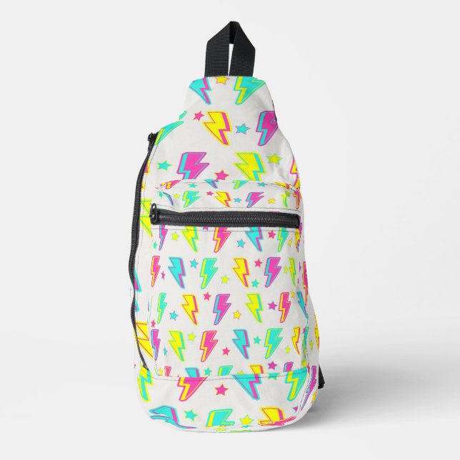 Neon Lightning Star Y2K Muster Crossbody Bag (Vorderseite)