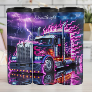 Neon Lightning Truck Storm Reflection Thermosbecher