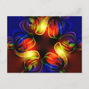 Neon Lights Fraktal Postkarte