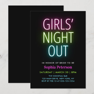 Neon Lights Girls Night Out Junggeselinnen-Abschie Einladung