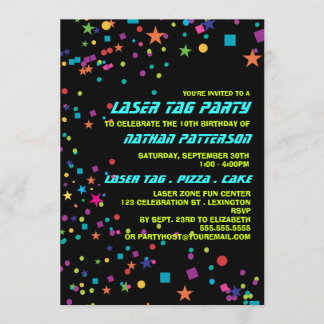 Neon Lights Laser Tag Geburtstagsparty Einladung